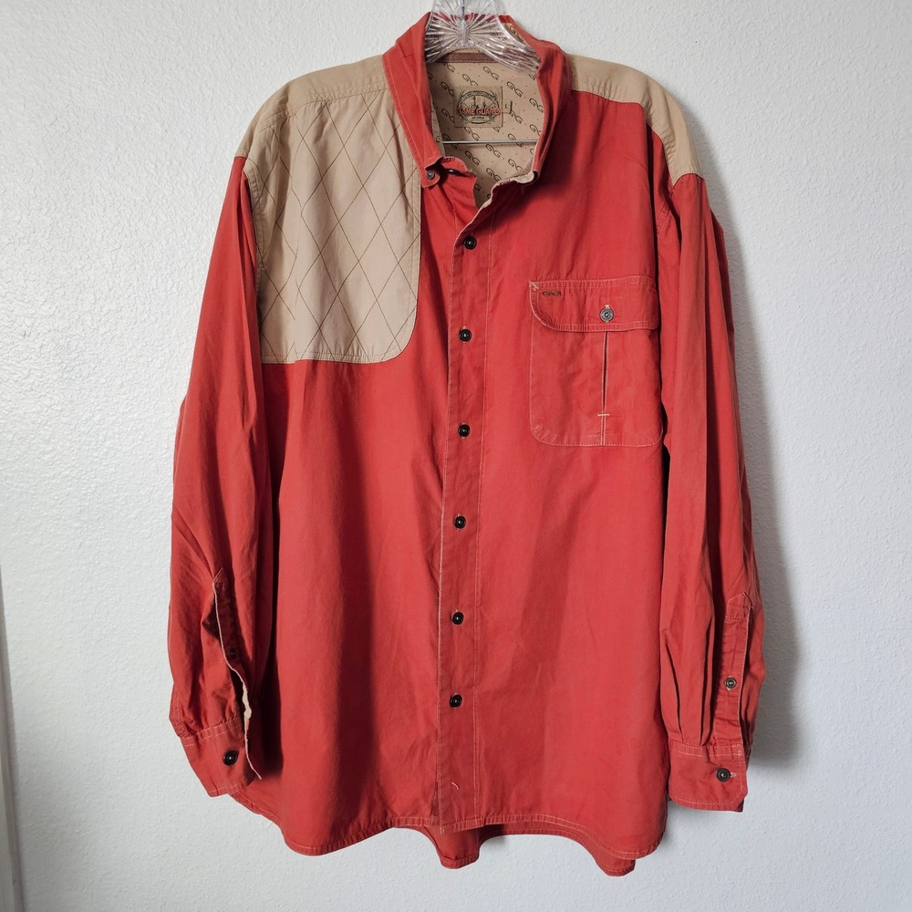 GameGuard Mens Shooting Shirt Long Sleeve Burnt Orange Tan Quilted Patch Large